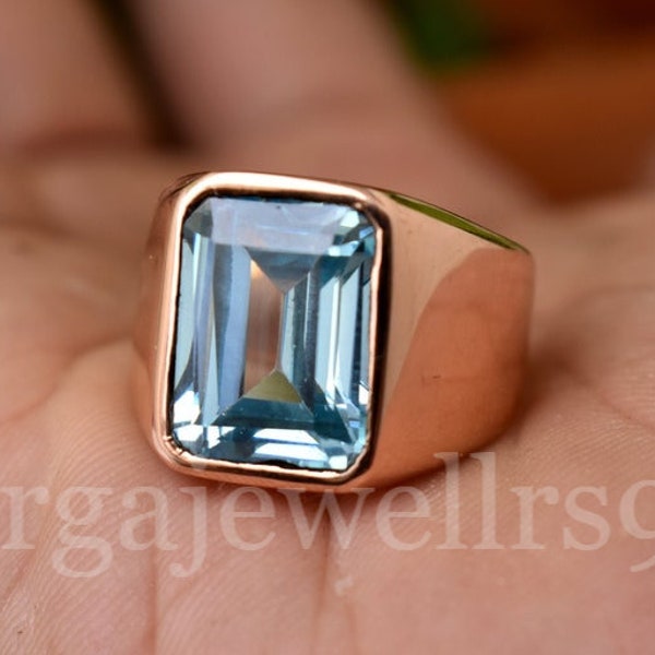 Mens Aquamarine Ring Etsy