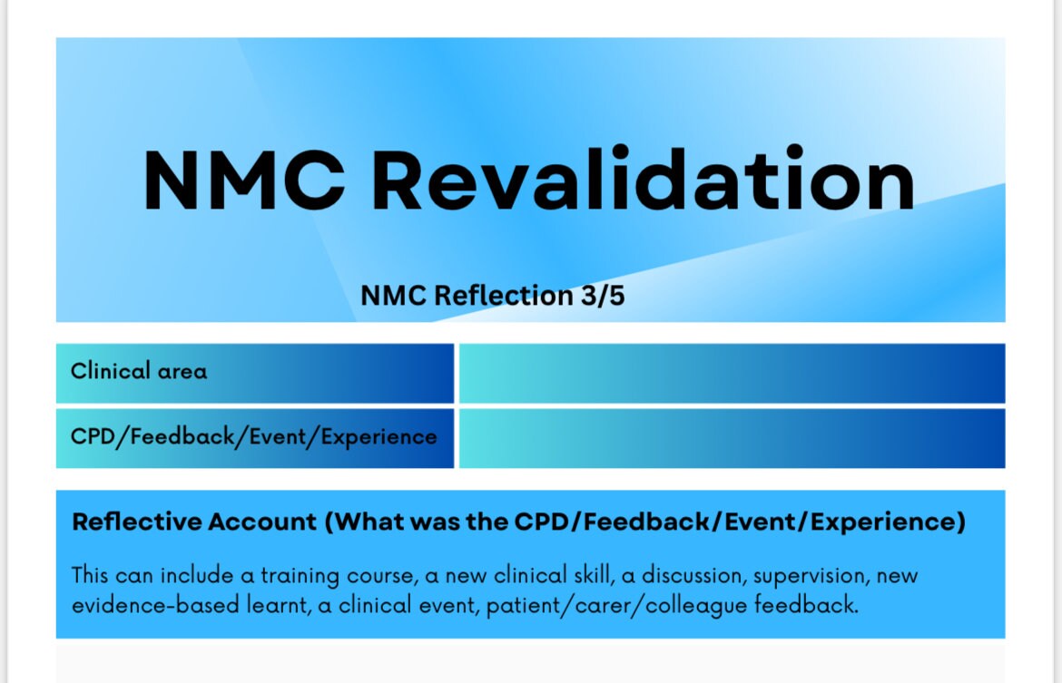 NMC Revalidation 5 Reflective Blank Template Accounts Etsy UK