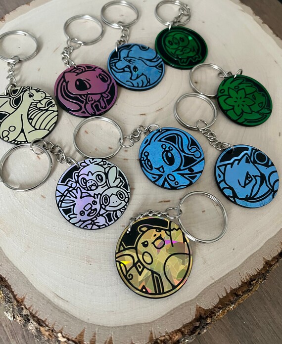 Mini Pokemon Card Key Ring/keychains Holographic Finish Choose