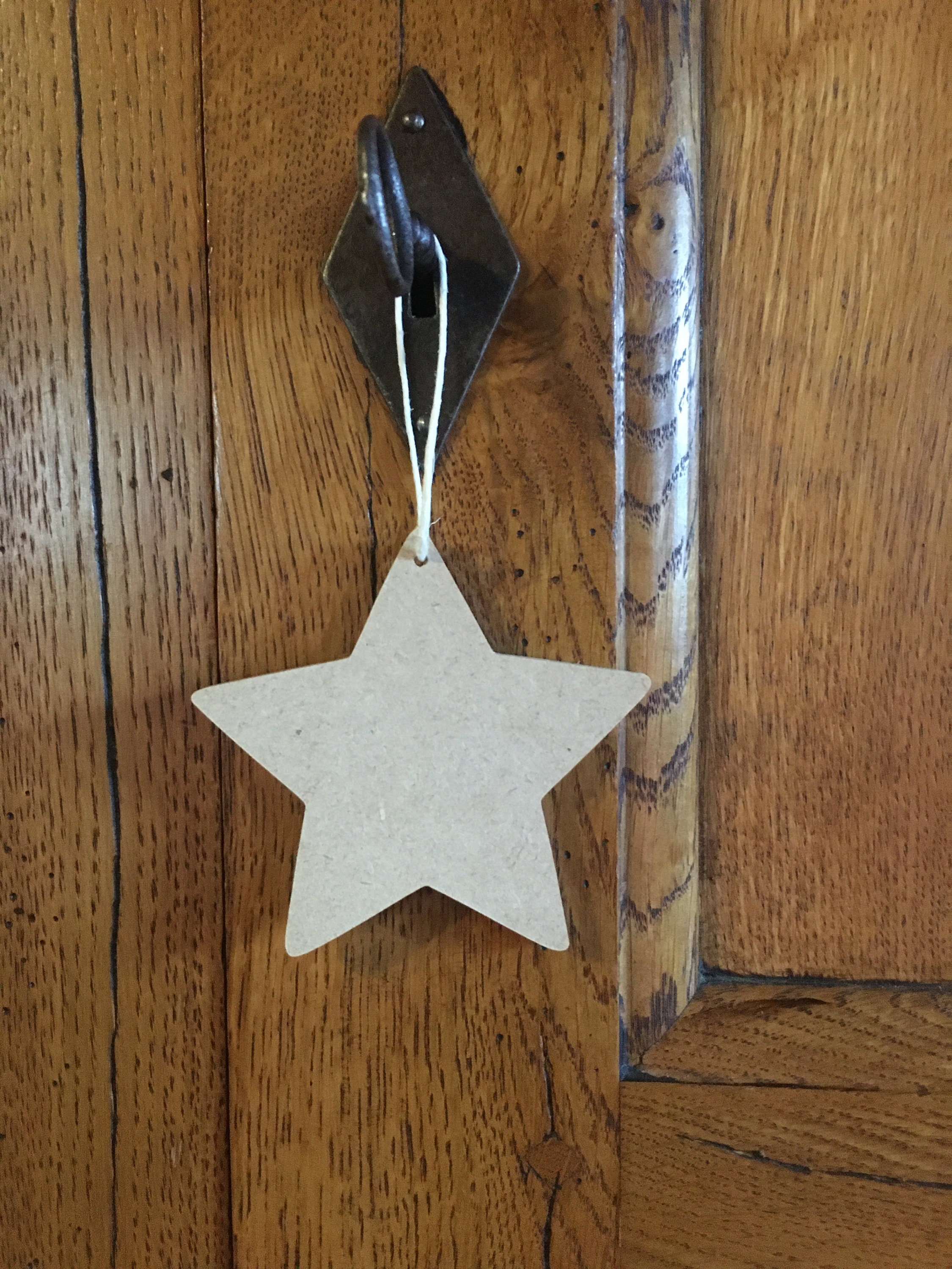 Etoile en Bois Cordelette Lin à Peindre, Pour Le Sapin, Agrémenter Un Emballage Cadeau, Une Poignée 