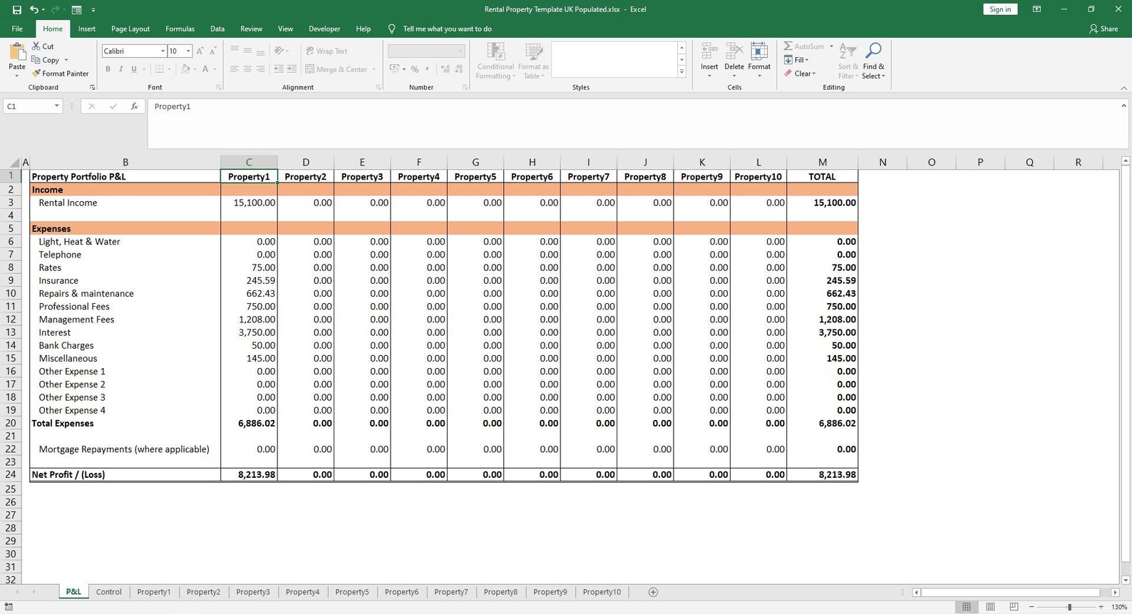 Property Rental Tracker Spreadsheet Template for UK Landlords | Etsy