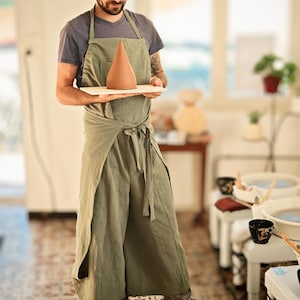 Pottery Apron Overalls Style – Sustainable Handmade Creation – Pottery Apron – Made in France