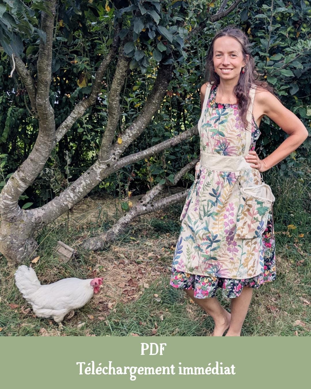 Vintage Apron Sewing Guide PDF Pattern-Free Method Video Tutorial Included Gardening & Cooking Apron Beginner Downloadable