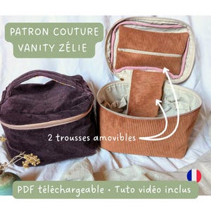 Cartamodello per borsa da viaggio Vanity Zélie in PDF | Borsa da viaggio da cucire con pochette removibili | Cartamodello per borsa da viaggio | Cucito facile per principianti | Video tutorial