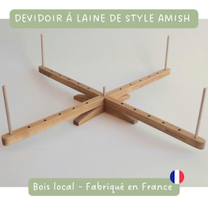 Devanadera de madera estilo Amish – Fabricada en Francia | Madejas → ovillos de lana | Artesanía de punto y ganchillo de origen local