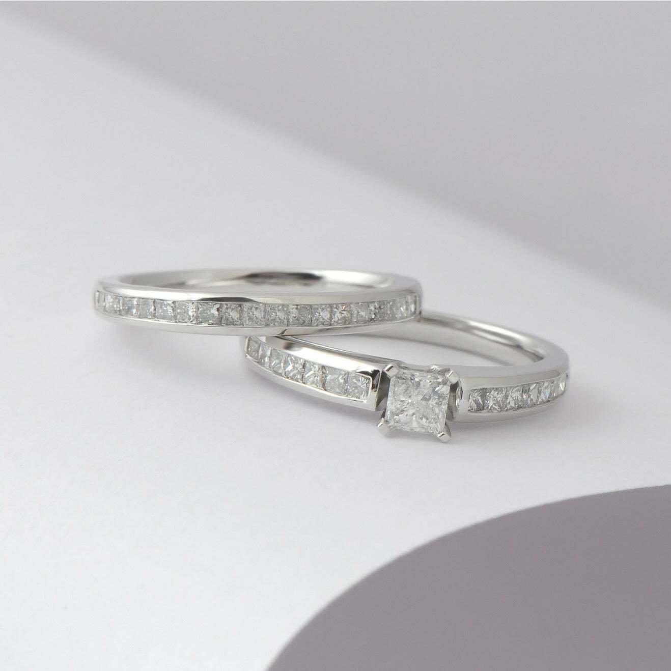 Bridal Set Engagement Bezel Set Wedding Band 925 Sterling Etsy