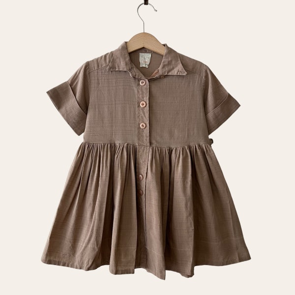 Vintage 50s Gort School Timer Girls Brown Dress Size 4t