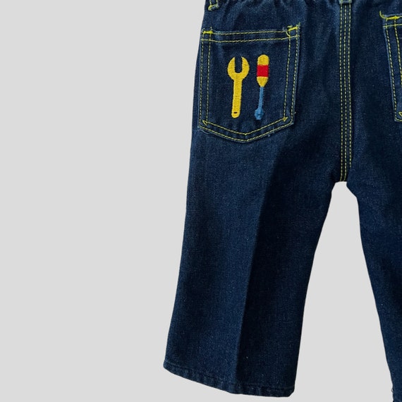 Vintage 80s Baby Boys Girls Little Mechanic Jeans… - image 3