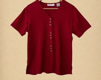 Vintage Damen 90er Jahre Seidenbluse Shirt, Größe Medium
