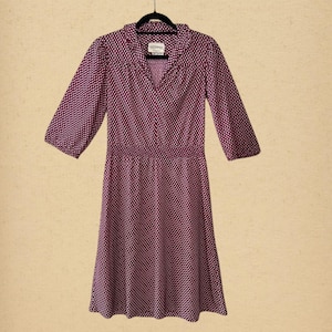 Vintage Chipper Burgundy and White Patterned Women&#39;s Dress