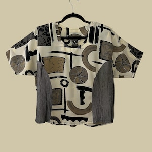 Vintage 80s 90s Abstract Patterned Blouse, Size Large