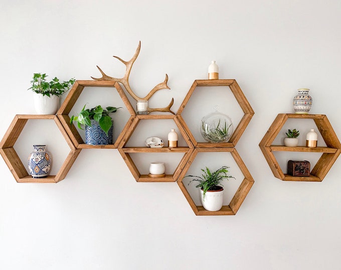 Set of 6 Hexagon Shelves Floating Shelf Shelf Crystal Shelf