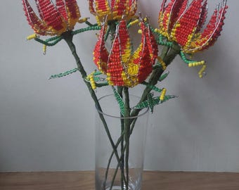 Flame Lily Wire Flower, Flame Lily Wire flower, beaded wire flower, National flower of Zimbabwe,
