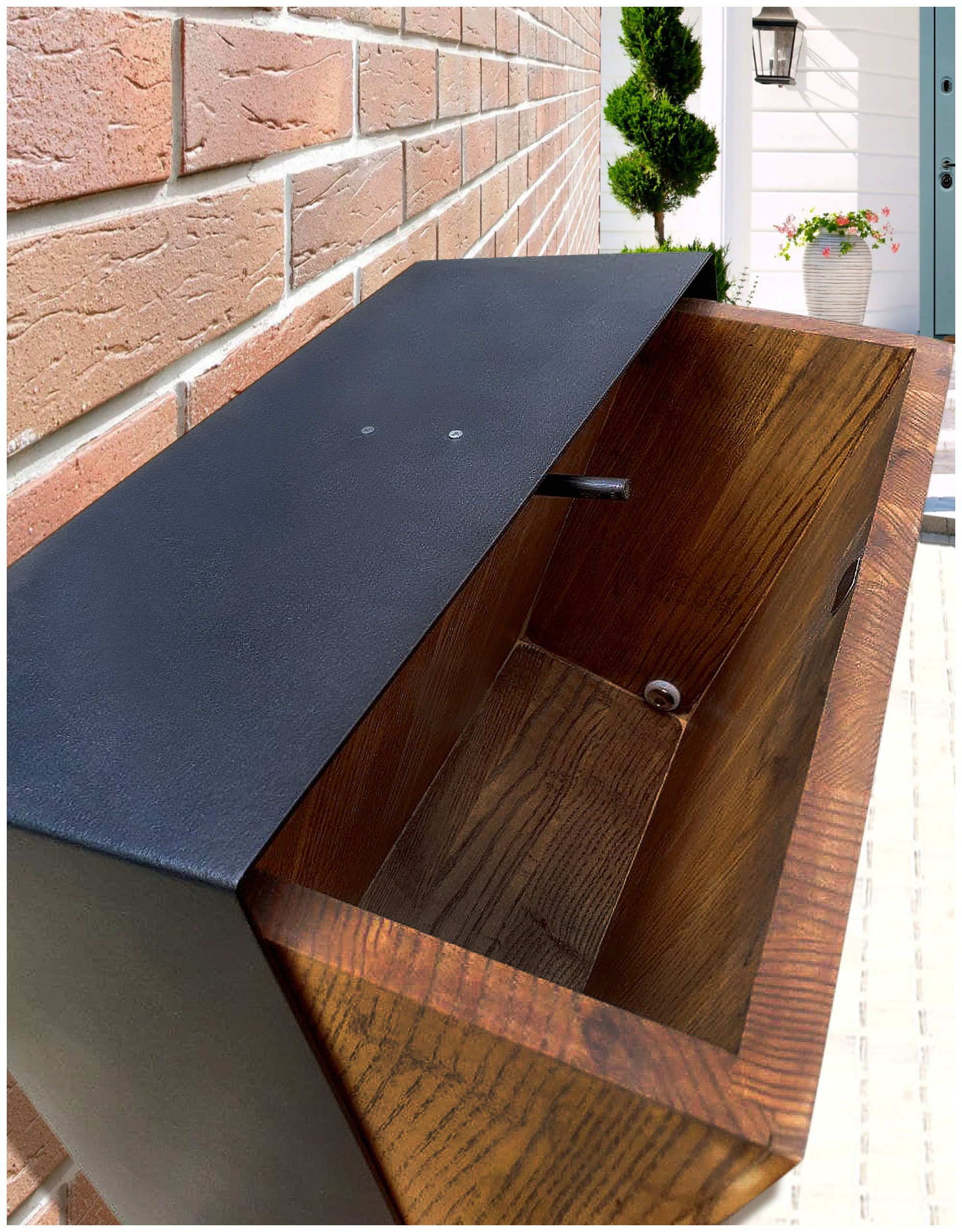 Custom Wood Mailbox Wall Mounted Mailbox Modern Unique Etsy