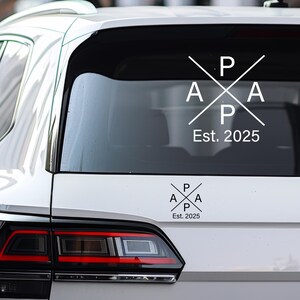 Auto Aufkleber Papa 2025 Autoaufkleber Geschenk Vater Sticker Tasse Geschenkidee Geburtstagsgeschenk Gold Silber Rosegold schwarz weiss indi