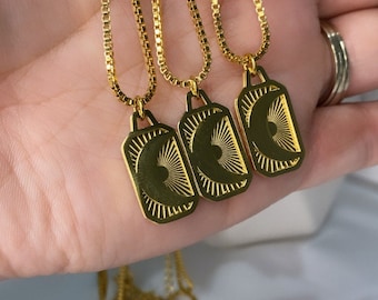 Gold Moon Necklace: Radiant Stainless Steel Celestial Pendant