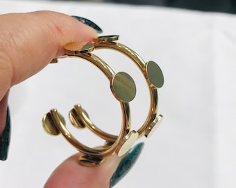 Gold Disk Hoop Earrings: Stainless Steel Dainty Circle Hoops