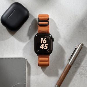Terracotta Apple Watch Band 42mm | Alpine Loop Style Nylon Strap with Black Hardware | Rust Orange Outdoor Sport Watch Band