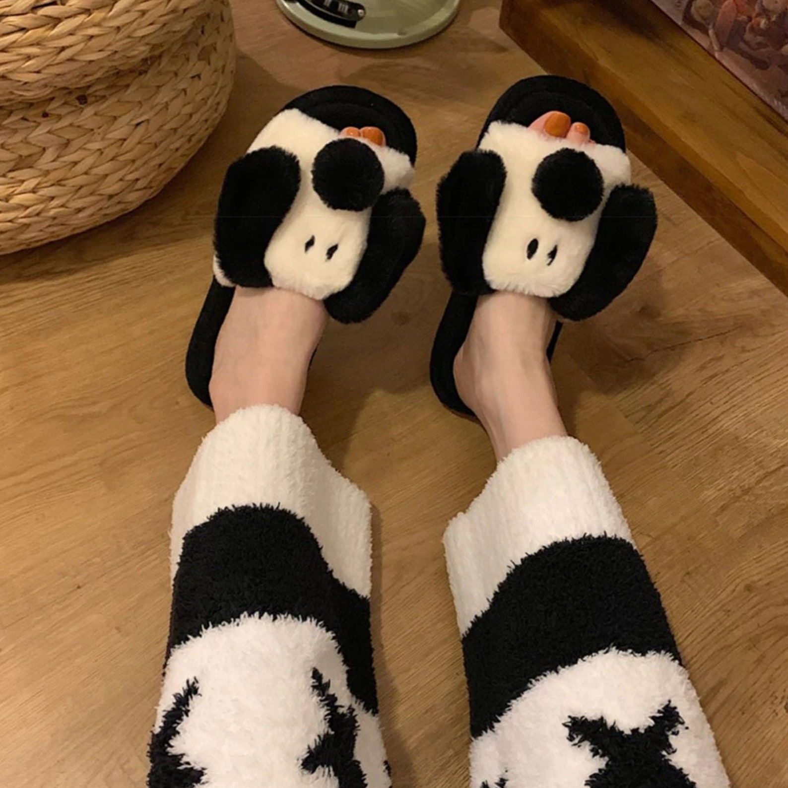 Cute dog slippers unisex smooth fur slippers Female Etsy