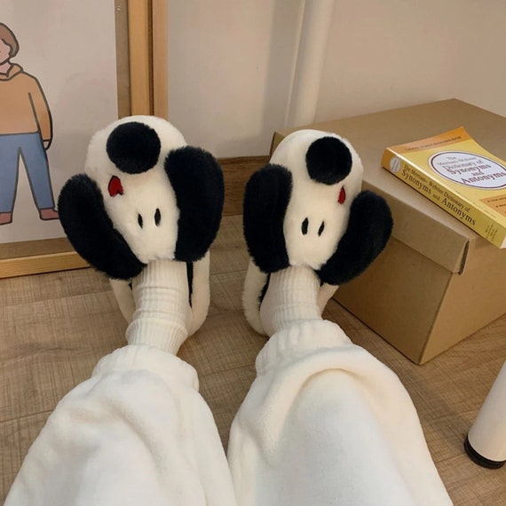 Winter Cute dog slippers unisex smooth fur slippers Female Etsy