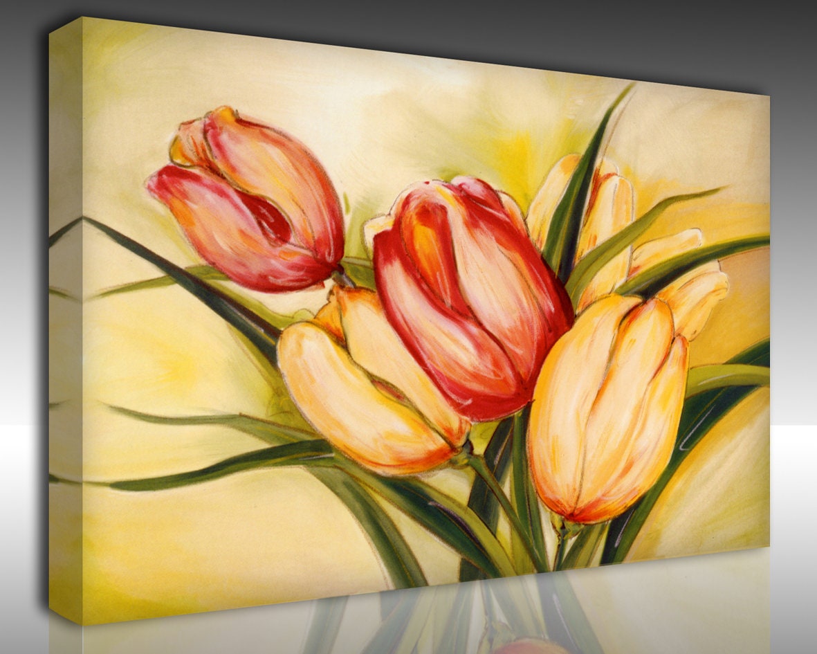 Colourful Tulip Wall Art Oil Print View Beautiful Tulipa Etsy