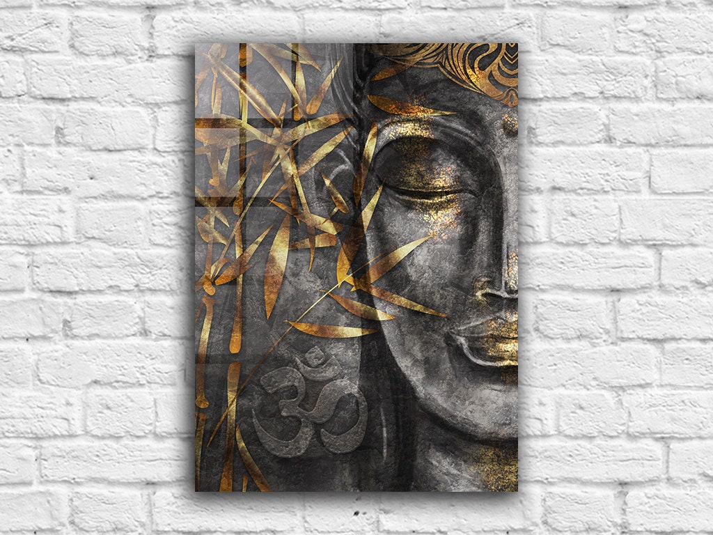 Buddha Glass Printing Wall Art Home Decoration House Warming Etsy