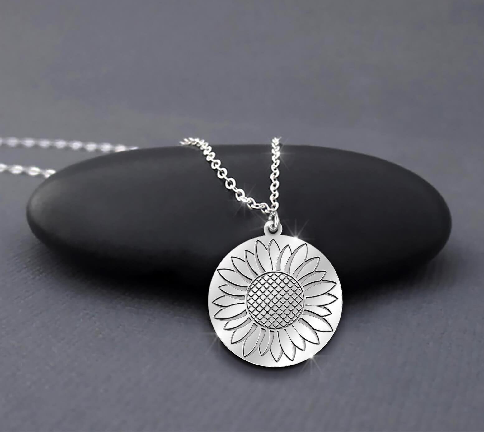 Sunflower 925 sterling silver necklace Etsy