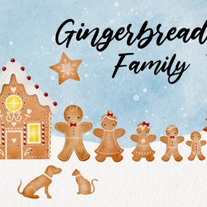 Gingerbread Family Clipart - Gingerbread Man - Acquerello - Huge Bundle - Adatto per sublimazione e stampa - PNG Files Instant Download