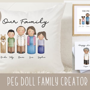 PEG DOLL Family Portrait Builder Scene Creator Mix & Match PNGS | For Sublimation and Print Builder Set