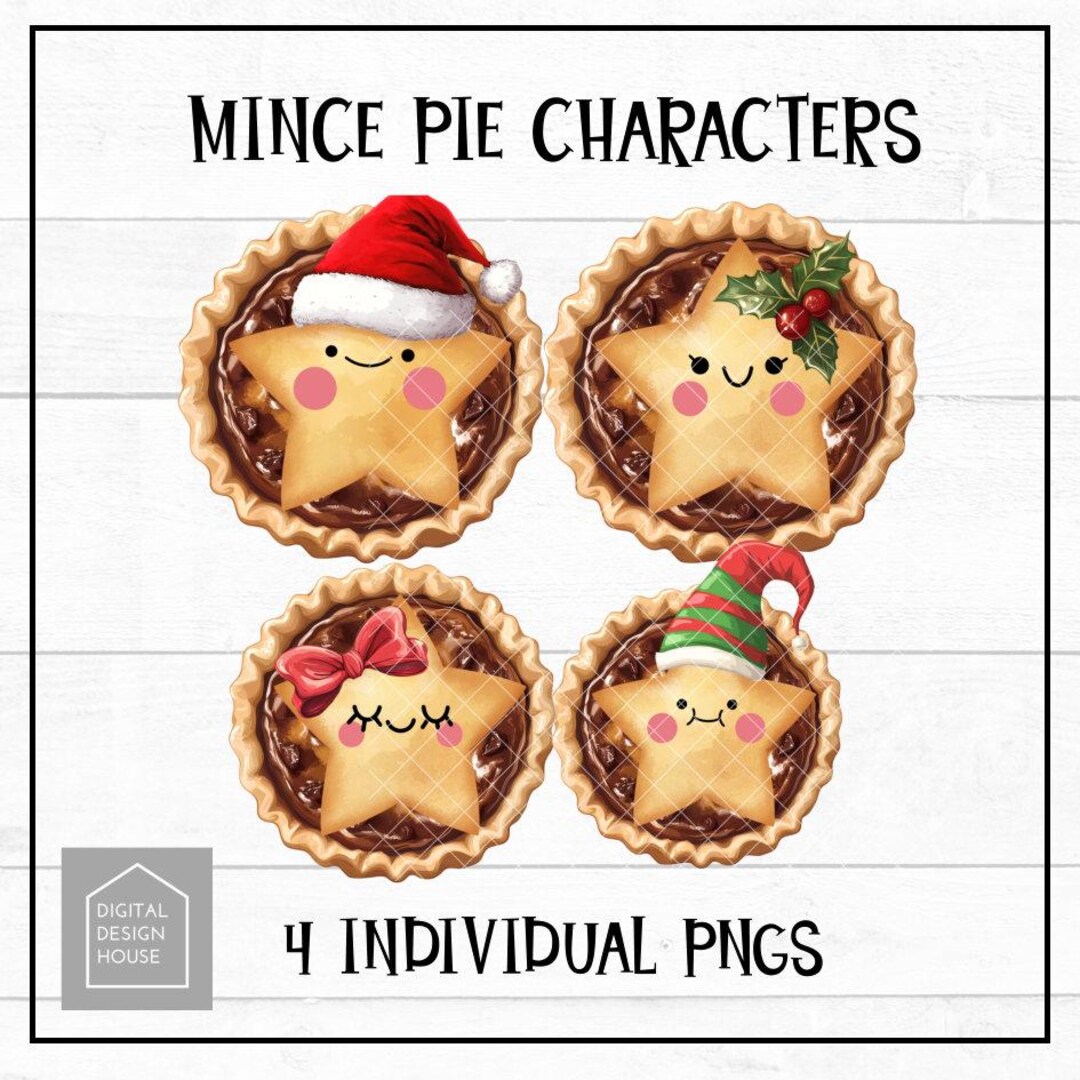 Christmas Mince Pie Character Clipart | 4 Fun Clipart PNGS | Instant ...