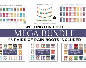 MEGA BUNDLE | Rain / Wellington / Garden Boots | 96 PNGs