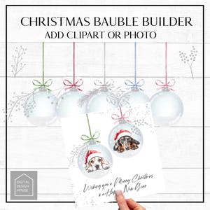 Christmas BAUBLE BUILDER Silver & Gold Elements Clipart Suitable for sublimation and Print |  Instant Digital Download