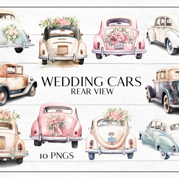 Hochzeitsautos | Retro Old Fashioned Feier Auto 10 PNGs