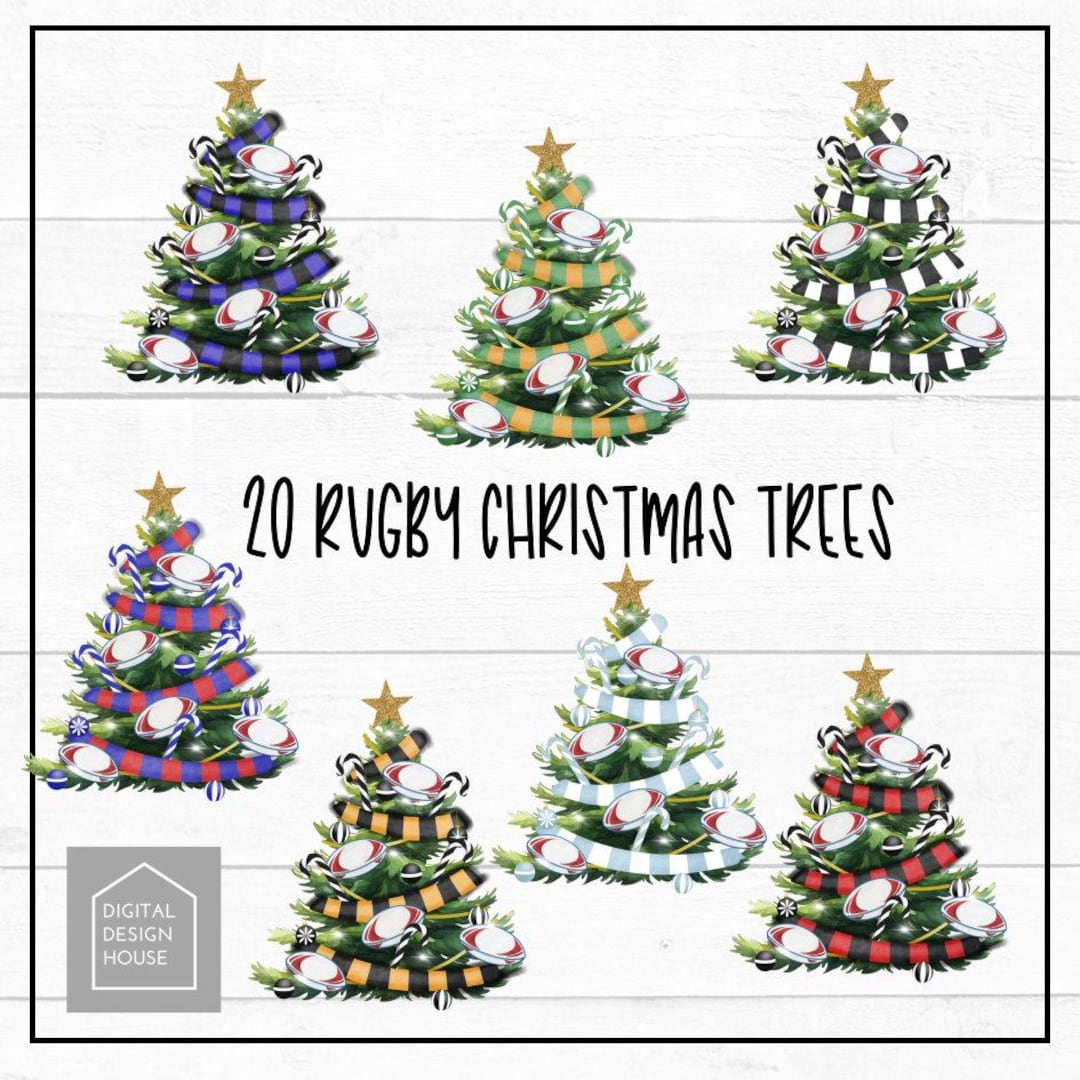 Festive Christmas RUGBY Trees 20 PNGS Included- for Sublimation and ...