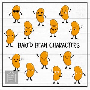 BAKED BEAN Character Clipart set of 18 Beans Characters and Accessories
