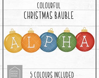 Colourful Christmas Bauble Alphabet PNG | Christmas Letter Clipart | Festive Letters | 5 Colour Variations | Sublimation & Craft Design
