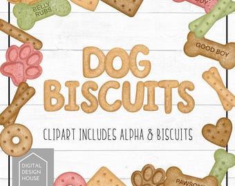 Dog Biscuit Clipart Bundle + Alphabet Set – Sublimation Designs – Hand Drawn ABC Letters PNG