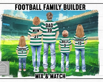 Football Family Builder Clipart Soccer Character Set PNGS for Sublimation and Print