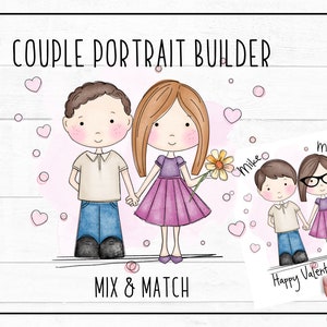 Cute Couple Portrait Builder | Personalised Valentine Avatar -  Instant Digital Download