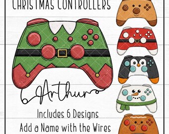 Christmas Game Controller PNG Set: Festive Gaming Graphics (Instant Download)