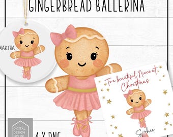 GINGERBREAD BALLERINA PNG Instant Download for Sublimation and Print