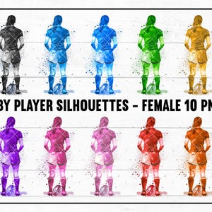 RUGBY WOMEN Joueurs 10 Silhouette colorée PNGS Téléchargement instantané pour sublimation et impression