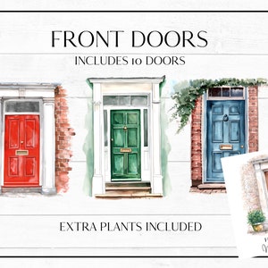 Puerta de entrada en acuarela / Nueva casa / 10 puertas PNGS para sublimación e impresión