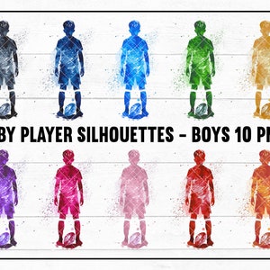 RUGBY BOYS Players 10 Colourful Silhouette PNGS Instant Download for Sublimation and Print