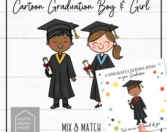 Cartoon Graduate Characters PNG Bundle – Graduation Clipart Set