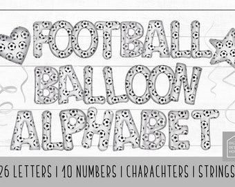 FOOTBALL Balloon Alphabet | Party Balloons Letters & Numbers For Sublimation and Print