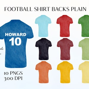 Voetbalshirt Aquarel Clipart Set - Effen voetbal T-shirt alleen terug - 300 DPI PNG-bestanden - Instant Digital Download