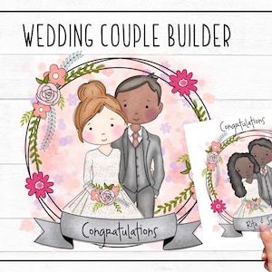 Niedliche Hochzeitspaar PNG Datei PERSONALISIERE Him & Sie für Sublimation und Druck