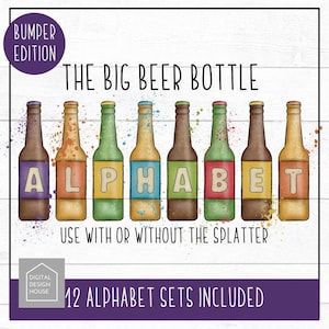 Alfabeto de botella de cerveza grande, 12 juegos de letras incluidos, de la A a la Z