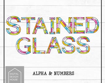Stained Glass Alphabet PNG Bundle – A–Z Letters & Numbers Clipart | Personalised Name Designs